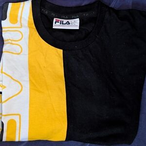 Fila Black Tee with Subtle Logo Trim